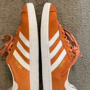 Almost new Adidas Gazelles (Orange, women's size 8)